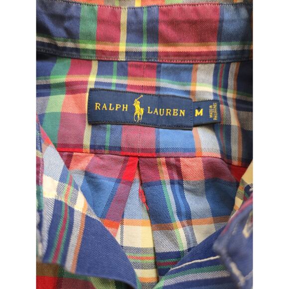 Polo Ralph Lauren Shirt Mens Medium Red Plaid Slim Fit Button Up Preppy Cotton‎ - Picture 9 of 12